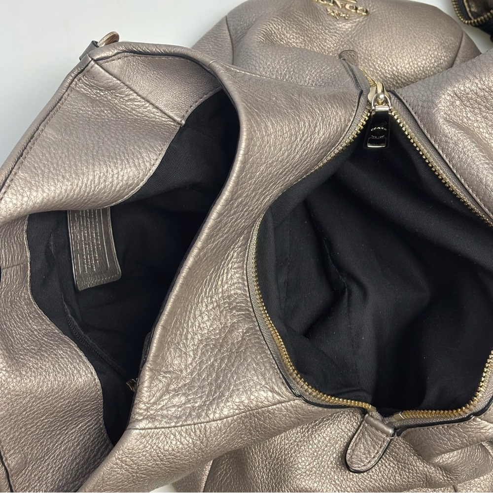 Coach Women's Madison Phoebe Gold Pebbled Leather Shoulder Tote Bag 2 Handles - Picture 13 of 15